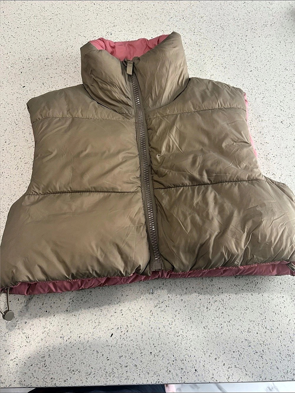 Zara Reversible Puffer Vest in Pink & Brown Size small-Medium